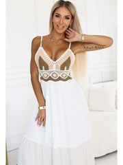 Boho Maxi Φόρεμα με Δαντέλα & Λεπτές Τιράντες