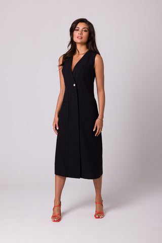 Απλό Αμάνικο Midi Φόρεμα - Μαύρο