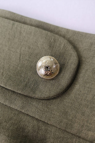 Ψηλόμεση midi φούστα με διακοσμητικά κουμπιά - Χακί
