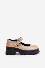 Chaussures pour femme à boucle réglable en cuir écologique - Sable