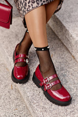 Chaussures rouges en cuir verni à brides pour femme