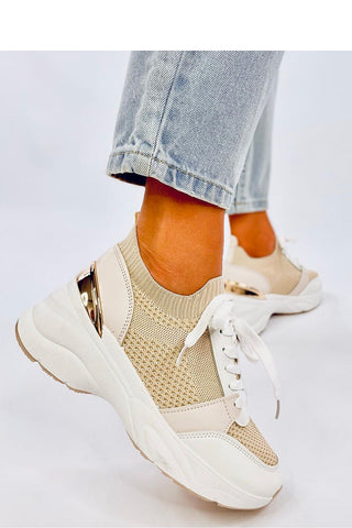 Sneakers με πλατφόρμα τακούνι μπεζ