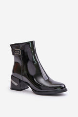 Bottines élégantes en cuir verni pour femme - Noir