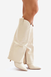 Bottes à talons hauts et semelles roulées - Écru