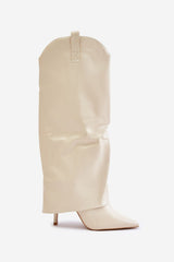 Bottes à talons hauts et semelles roulées - Écru