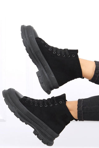 Sneakers μποτάκι Με Ψηλό Τακούνι μαύρο