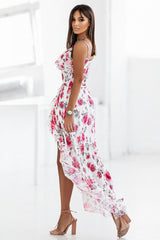 Βραδινό Καλοκαιρινό Maxi Φόρεμα Με Βολάν Floral