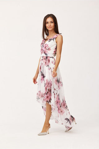 Κοκτέιλ Maxi Φόρεμα Σε Όμορφα Φλοράλ Σχέδια λευκό