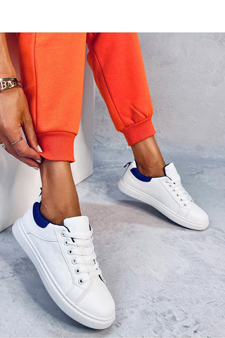 Sneakers με ψηλό τακούνι λευκό - ναυτικό μπλε