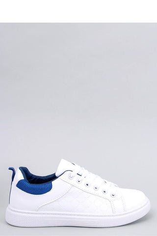 Sneakers με ψηλό τακούνι λευκό - ναυτικό μπλε