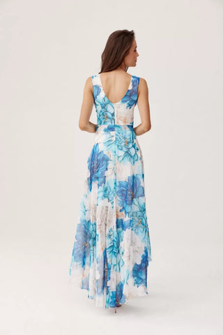 Κοκτέιλ Maxi Φόρεμα Σε Όμορφα Φλοράλ Σχέδια μπλε