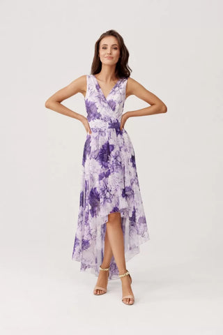 Κοκτέιλ Maxi Φόρεμα Σε Όμορφα Φλοράλ Σχέδια μοβ
