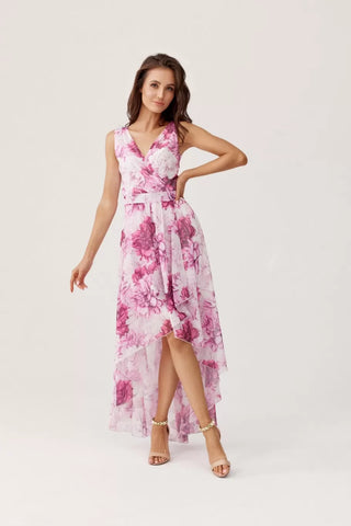 Κοκτέιλ Maxi Φόρεμα Σε Όμορφα Φλοράλ Σχέδια ροζ