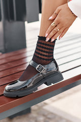 Chaussures en cuir verni à bride pour femme - Noir