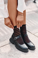 Chaussures en cuir verni à bride pour femme - Noir