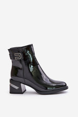 Bottines élégantes en cuir verni pour femme - Noir