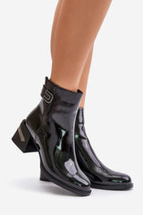 Bottines élégantes en cuir verni pour femme - Noir