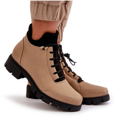 Χαμηλά Γυναικεία Μποτάκια Με Μόνωση Eco Leather - Μπεζ
