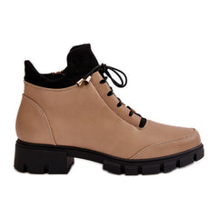 Χαμηλά Γυναικεία Μποτάκια Με Μόνωση Eco Leather - Μπεζ