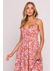 Floral Φόρεμα με Ρυθμιζόμενες Τιράντες & Jacquard Υφή