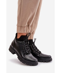 Χαμηλά Γυναικεία Μποτάκια Με Μόνωση Eco Leather - Μαύρο