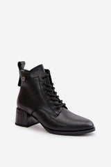 Γυναικεία Δερμάτινα Μποτάκια Vinceza με Τακούνι – Μαύρο