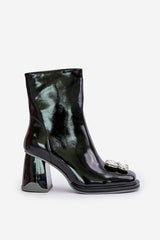 Γυναικεία Λουστρίνι Μποτάκια Με Αγκράφα - Μαύρο