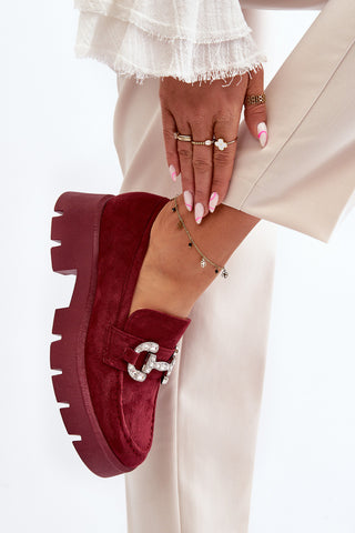 Γυναικεία Loafers Ellise Με Διακόσμηση Κόκκινο Βουργουνδίας