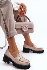 Mocassins en cuir pour femme - Beige