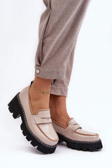 Mocassins en cuir pour femme - Beige