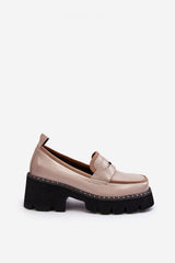 Mocassins en cuir pour femme - Beige