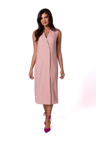 Απλό Αμάνικο Midi Φόρεμα - Ροζ