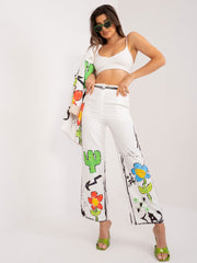 Women's Set Floral Jacket - Pants In Cream