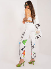 Women's Set Floral Jacket - Pants In Cream