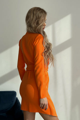 Κλασικό Ναυτικό Φόρεμα Με Μακριά Μανίκια Σε Πορτοκαλί