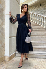 Evening Dress With Slightly Flared Skirt In Black