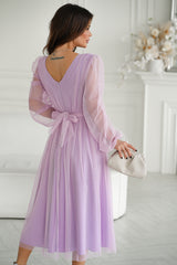 Evening Dress With Slightly Ruffled Skirt In Lilac