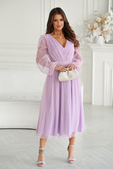 Evening Dress With Slightly Ruffled Skirt In Lilac