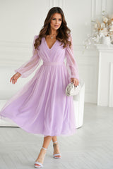 Evening Dress With Slightly Ruffled Skirt In Lilac