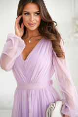 Evening Dress With Slightly Ruffled Skirt In Lilac