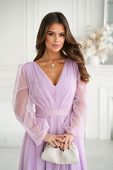 Evening Dress With Slightly Ruffled Skirt In Lilac