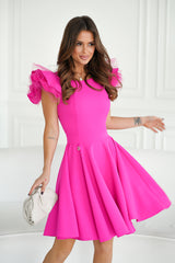 Cocktail Dress With Impressive Sleeves In Fuchsia