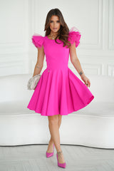 Cocktail Dress With Impressive Sleeves In Fuchsia