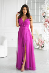 Long Dress With Violet Belt