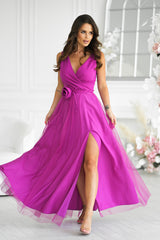 Long Dress With Violet Belt