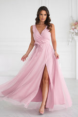 Long Dress With Belt Dirty Pink