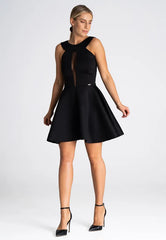 Cocktail Black Dress With Round Neck