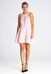 Cocktail Pink Dress With Round Neck