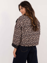 Leopard Animal Print Quilted Jacket - Beige One Size