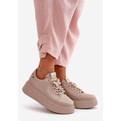 Women's Leather Sneakers - Beige